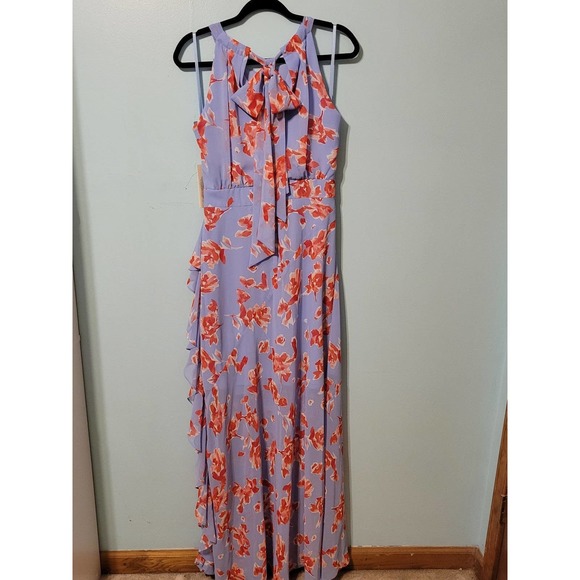 NWT Eliza J Floral Halter Maxi Dress with bottom Ruffle. Size 10. Lined. Beauty! - Picture 8 of 12